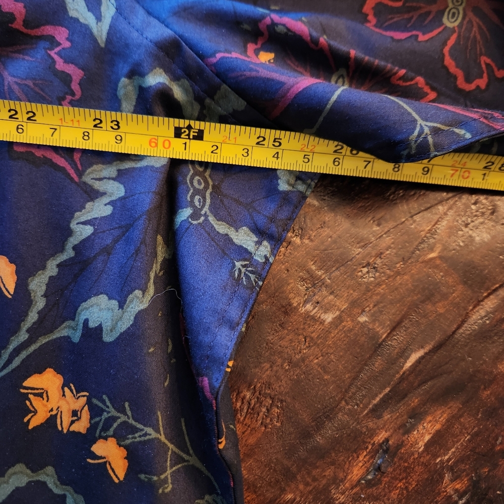Murano Liquid Luxury Slim Fit Mens XL Navy Long Sleeve Button Up Floral - Picture 6 of 10